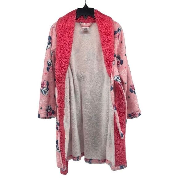 Disney Junior Minnie Mouse Toddler Girl’s Pink Fleece Belted Bath Robe 4T/5T - Picture 2 of 11